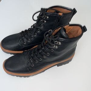 Indigo Rd Irisay Black Lace Up Combat Hiker Leather Boots Size 8,5